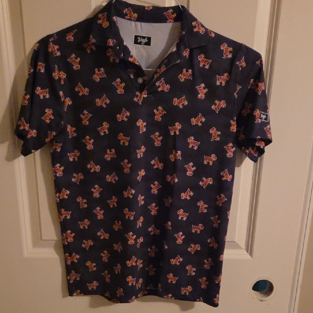 Youth Waggle Tiger Goat Golf Shirt, Size Large